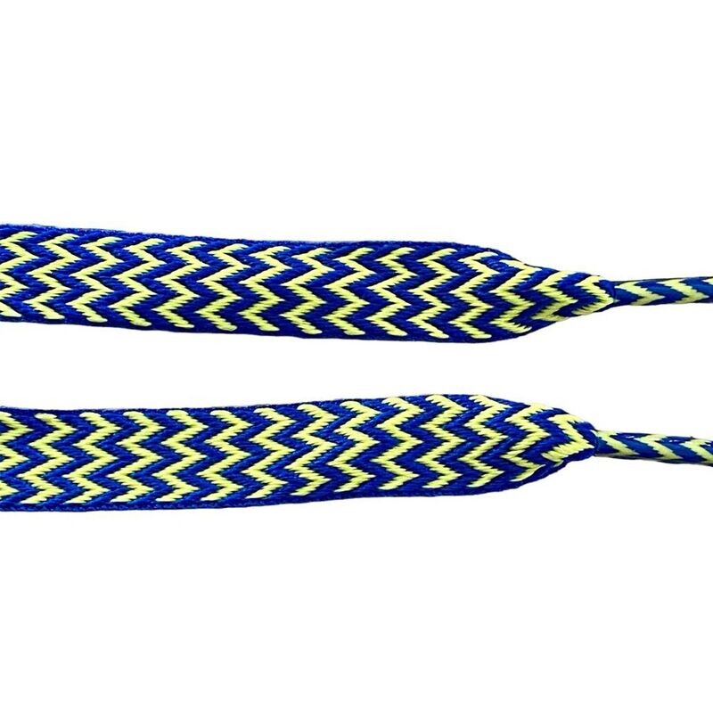 Blue and neon yellow style Lanvin flat laces