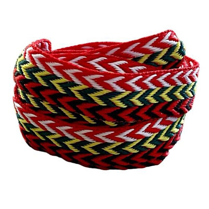 Lacets plats larges de style Lanvin tricolores rouge, jaune, noir.