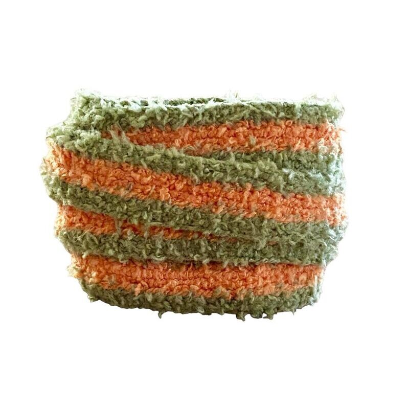 Lacets Fluffy bicolore vert kaki et orange
