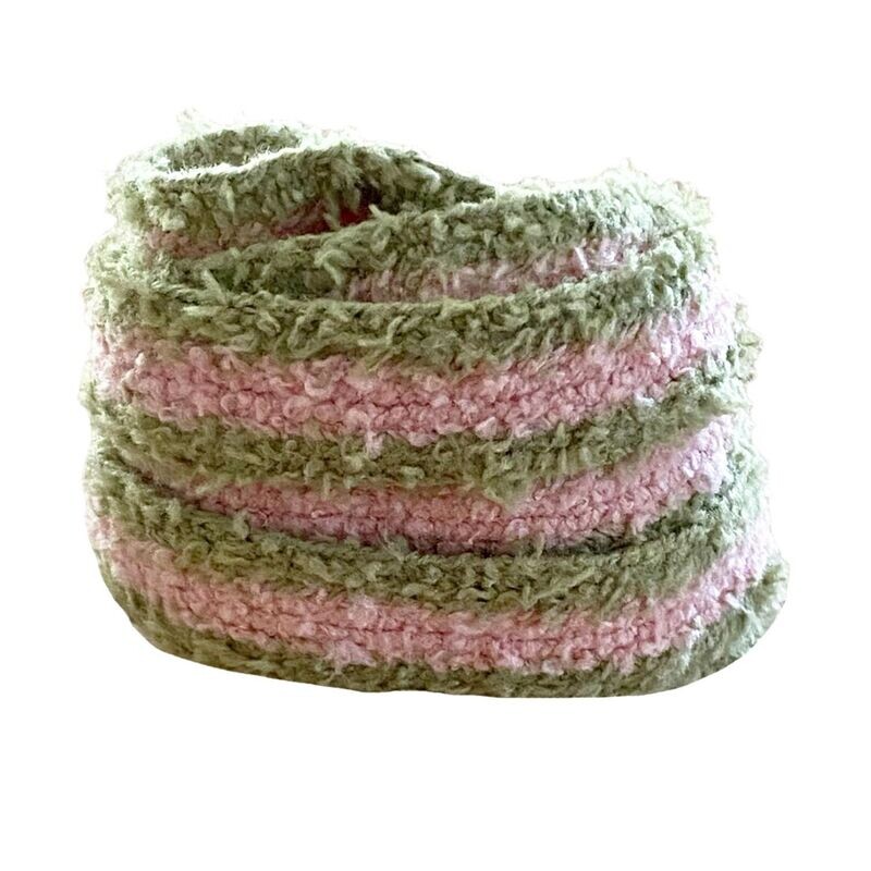 Lacets Fluffy bicolore vert kaki et rose