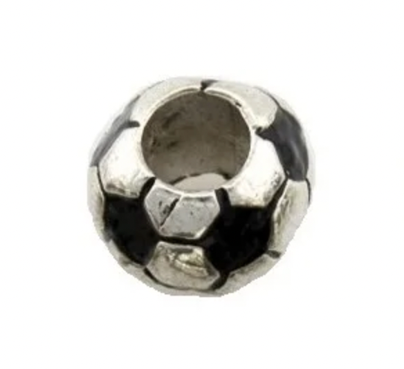 Two-tone steel soccer ball bead