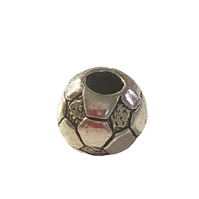 Silver steel soccer ball bead