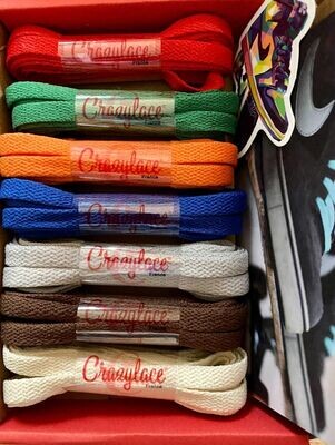 Coffret semainier - 7 paires de lacets plats colorés Crazylace - 2 tailles disponibles