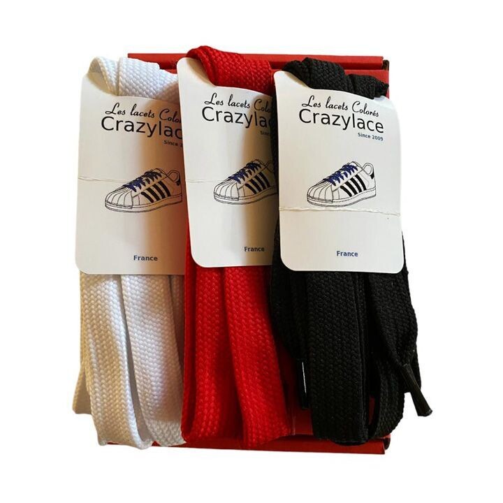 Coffret 3 paires de lacets extras larges colorés - Couleurs aux choix -