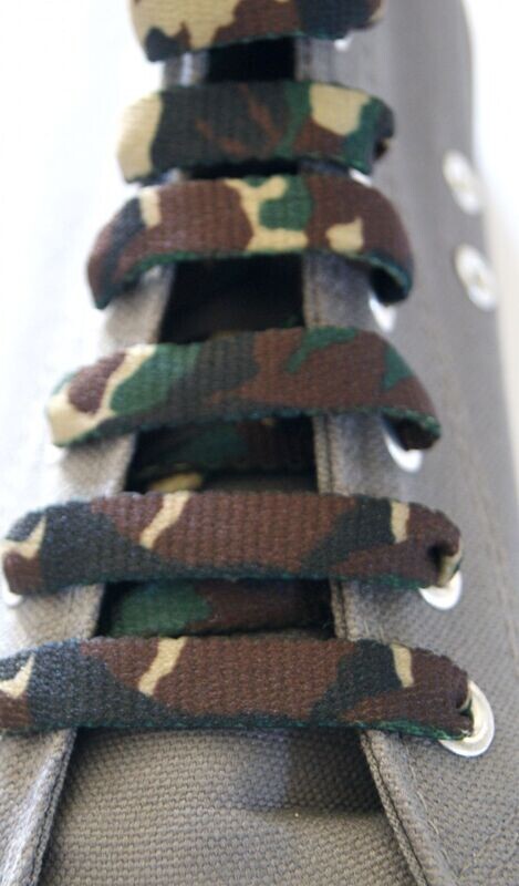 Light gray army camouflage flat shoelaces