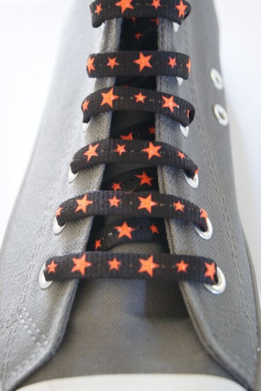 High fashion flat neon orange star shoelaces