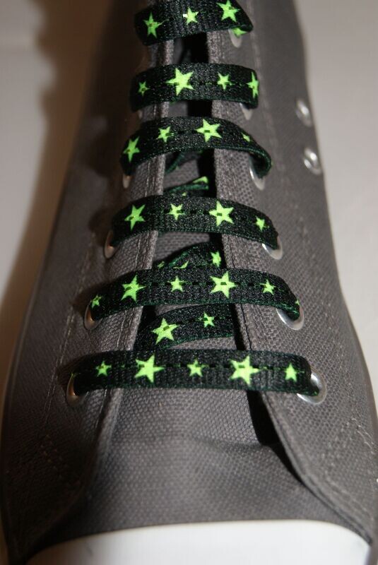 High fashion neon green star flat shoelaces