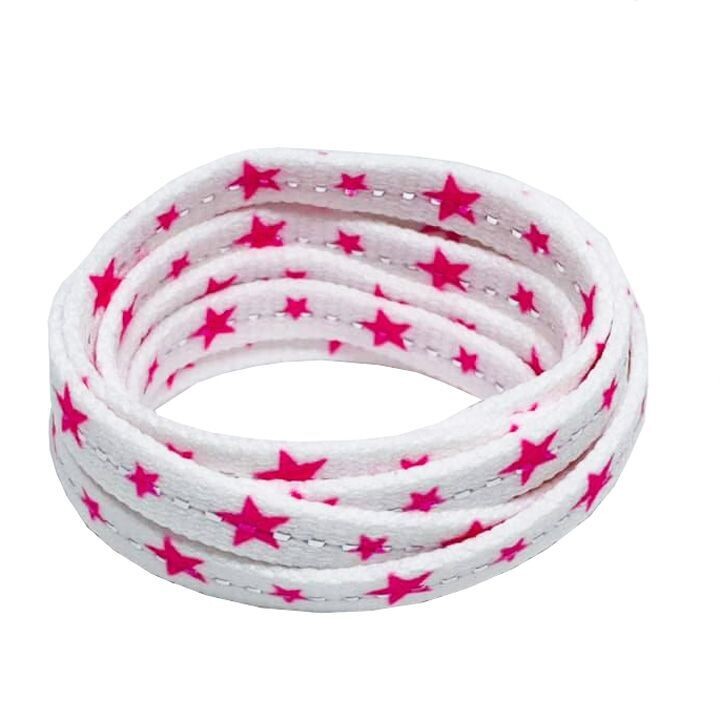 Lacets blancs et étoiles rose fluo