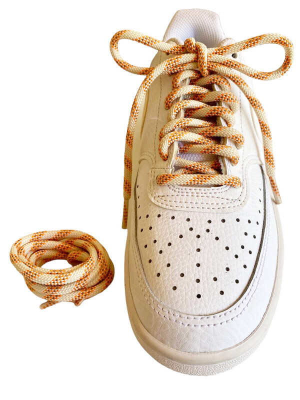 Lacets ronds épais bicolores beige / abricot