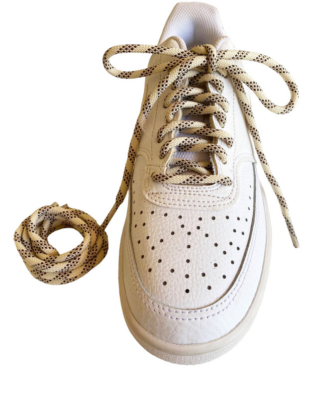 Lacets ronds épais bicolores Beige/Café