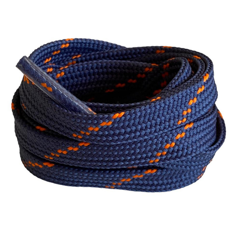 Lacets bleu marine aux motifs orange fluo