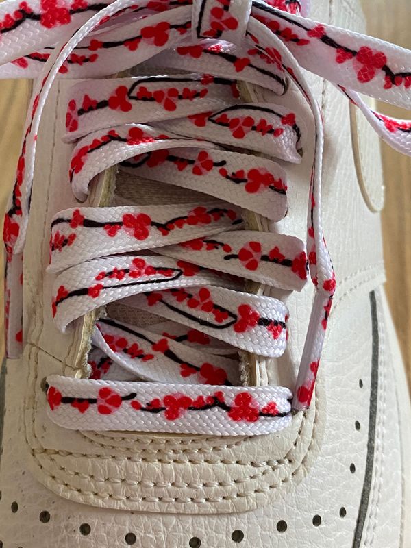 Red cherry blossom shoelaces