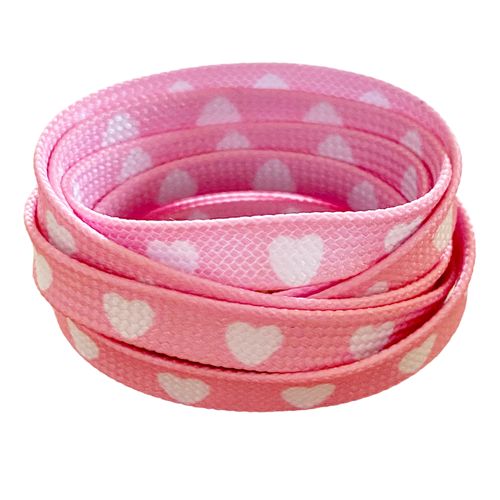 Lacets coeurs rose et blanc
