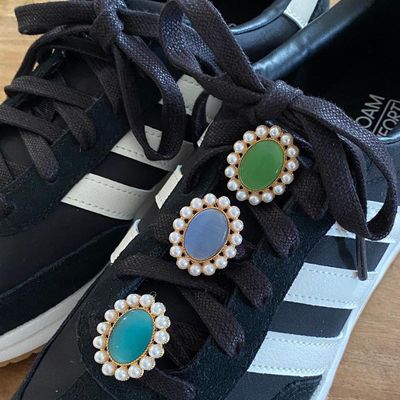 Bijoux à lacets ovales perles