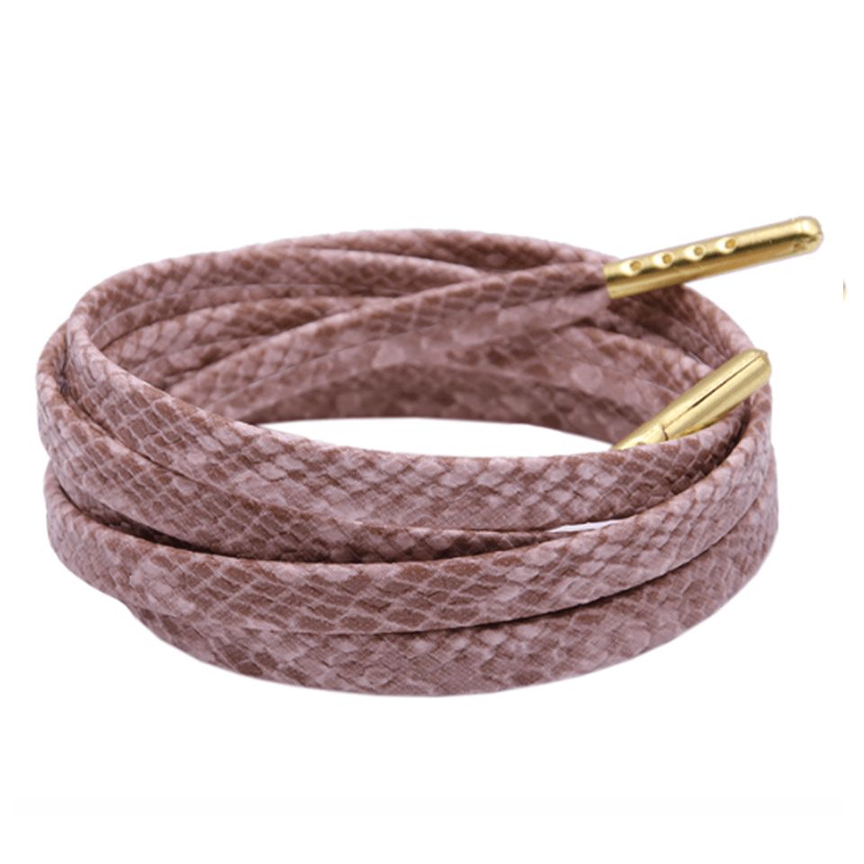 Lacets plats beige rosé marbrés serpent luxe