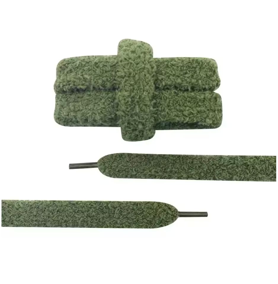 Lacet fluffy vert kaki pour sneakers