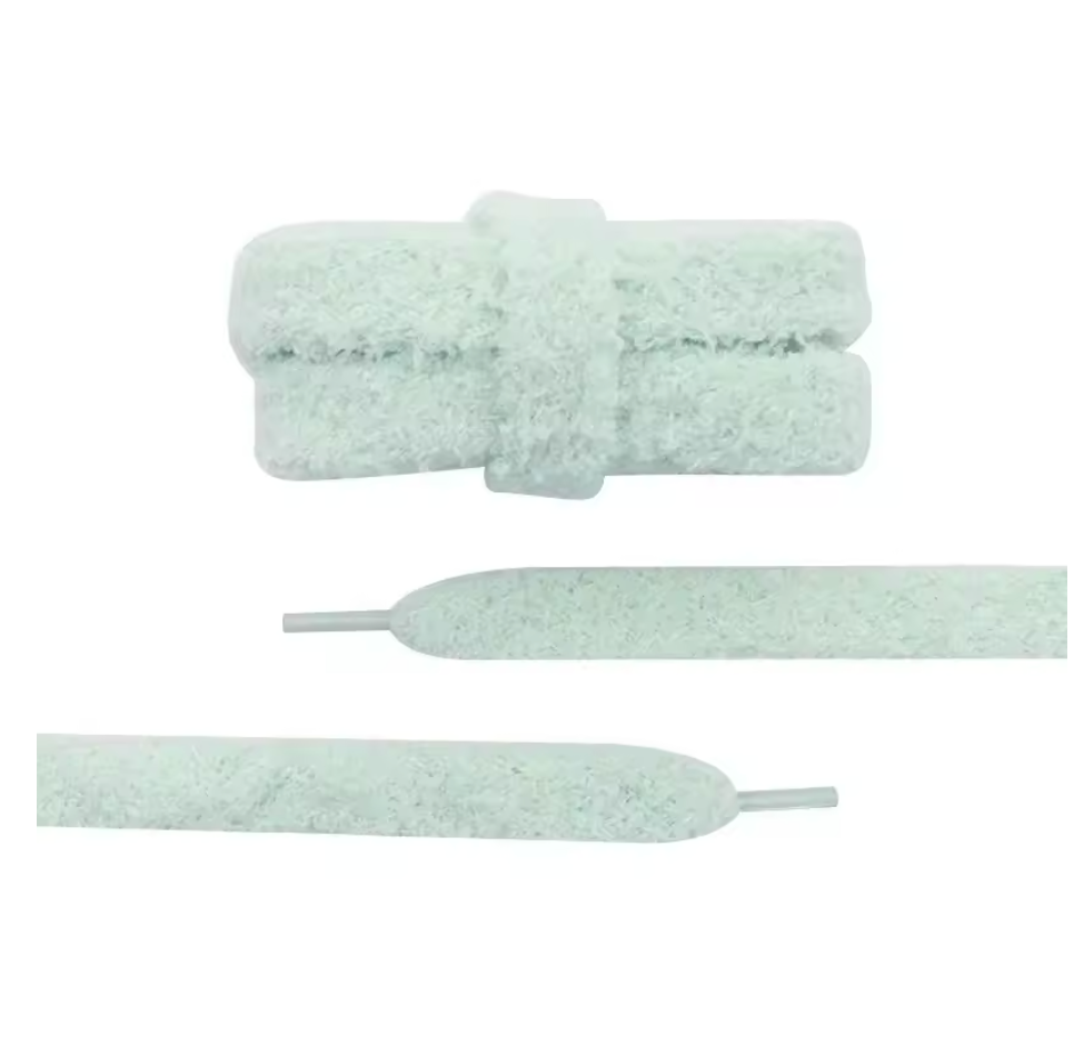 Lacets fluffy vert eau