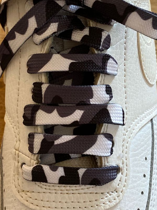 ​Light gray leopard camouflage flat shoelaces