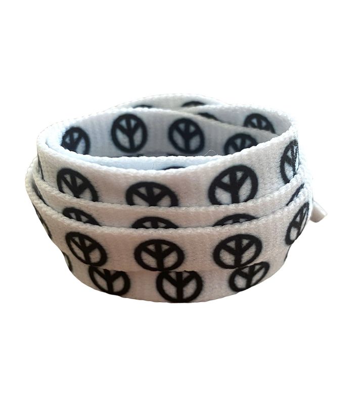 Lacets Peace & Love-blanc et noir