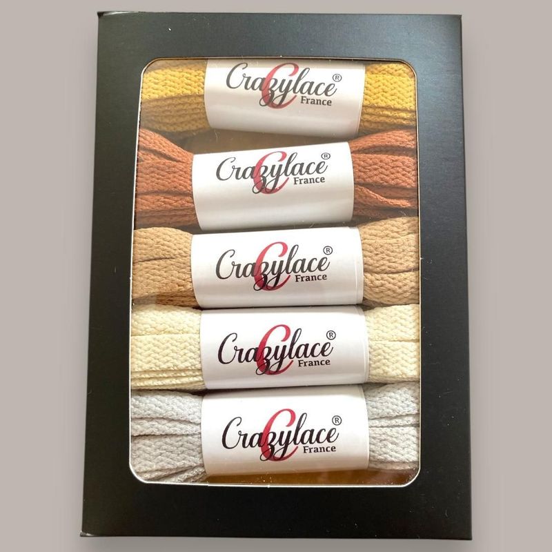 Pack of 5 pairs of shoelaces in chic and understated natural to brown shades
