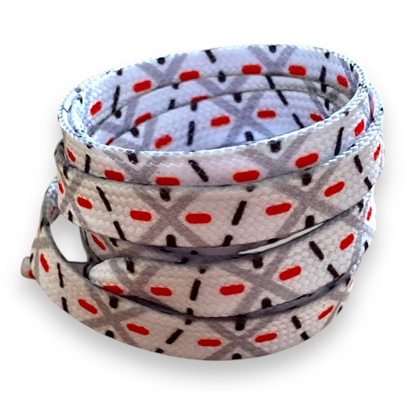 New - Lacets blanc graphique rouge & gris - Crazylace