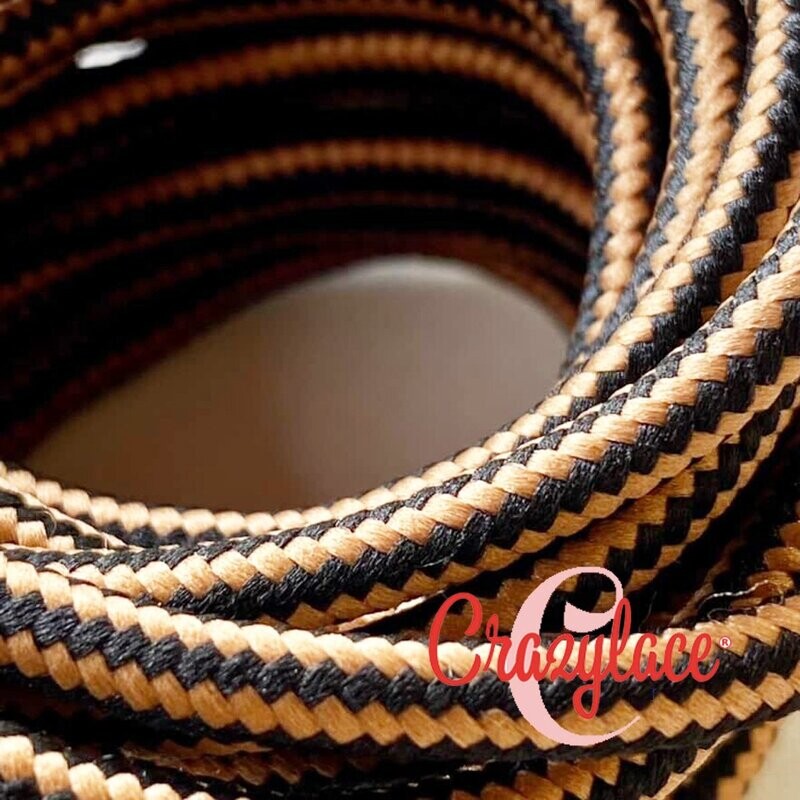 Round copper and black trek shoelaces