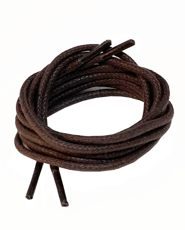 Fine round waxed chocolate brown shoelaces
