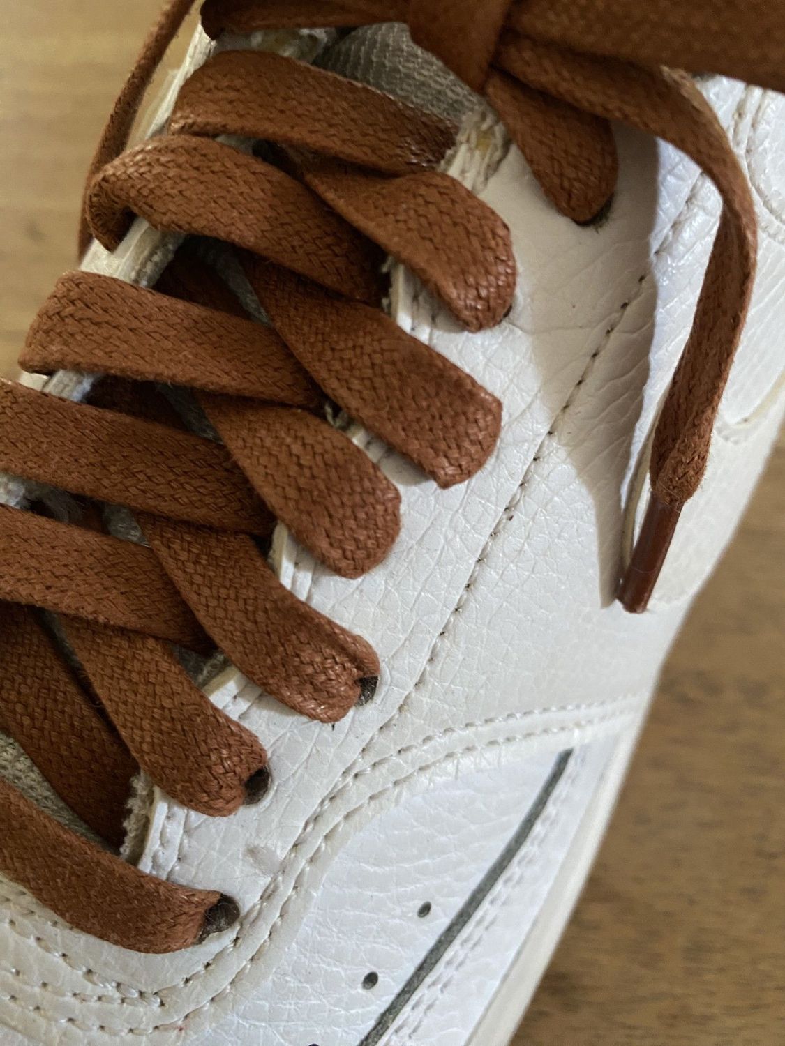 Lacets cirés plats marron noisette en coton - 120 cm largeur 8mm pour chaussures et sneakers