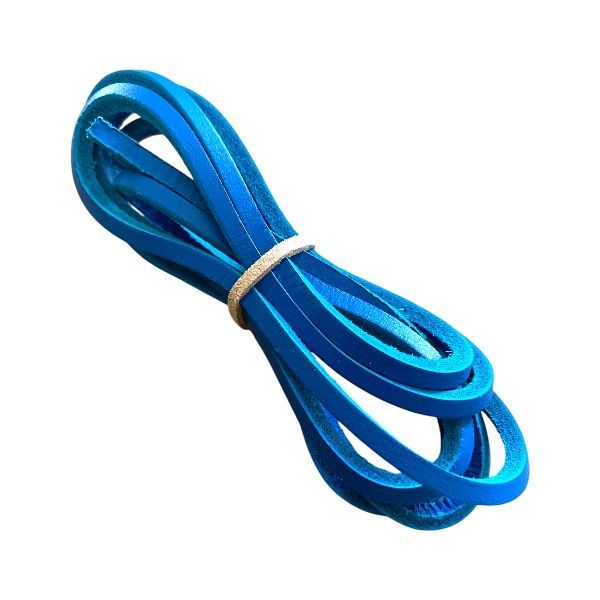 Lacets 100% cuir de couleur bleu pour chaussures bateau ou sneakers