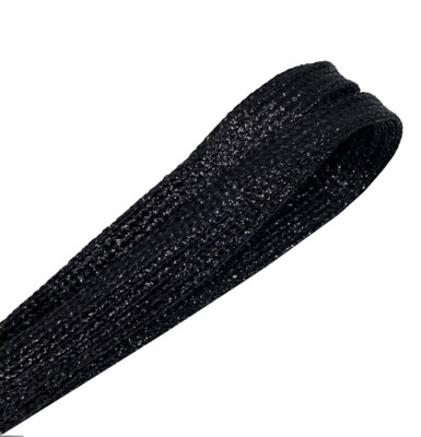 Lacets plats fins paillettes noir profond