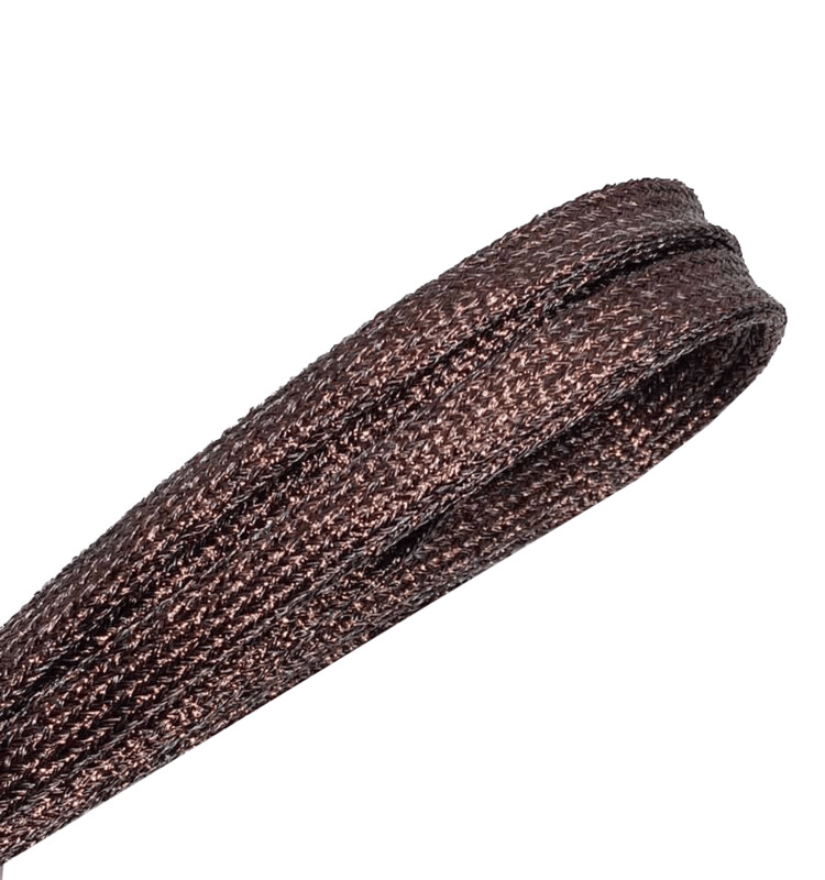 Lacets plats fins paillettes marron cuivré