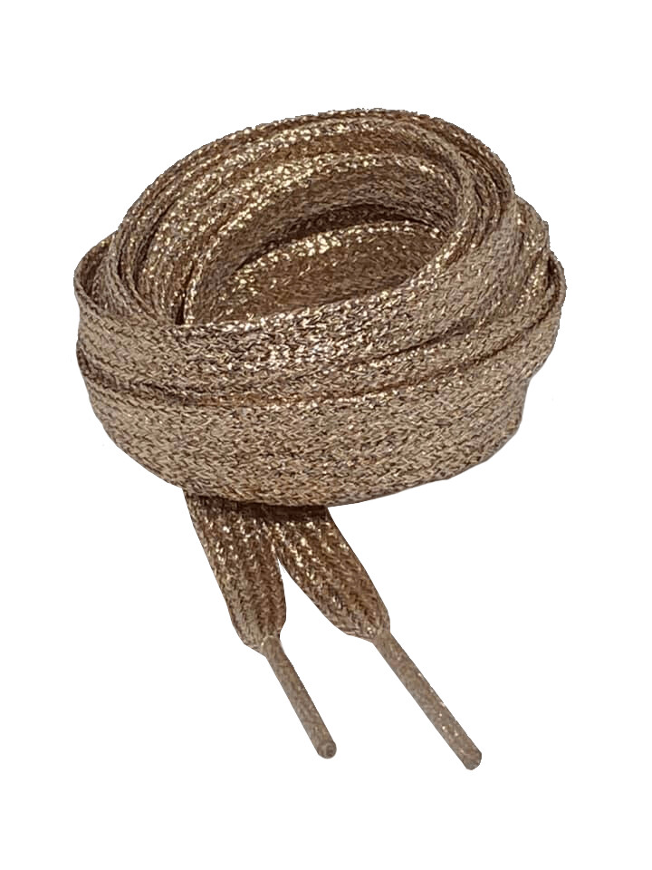 Lacets plats fins paillettes rose doré Lacets plats fins paillettes rose doré