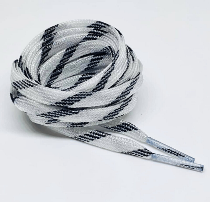 Lacets plats fins paillettes bicolore blanc et noir