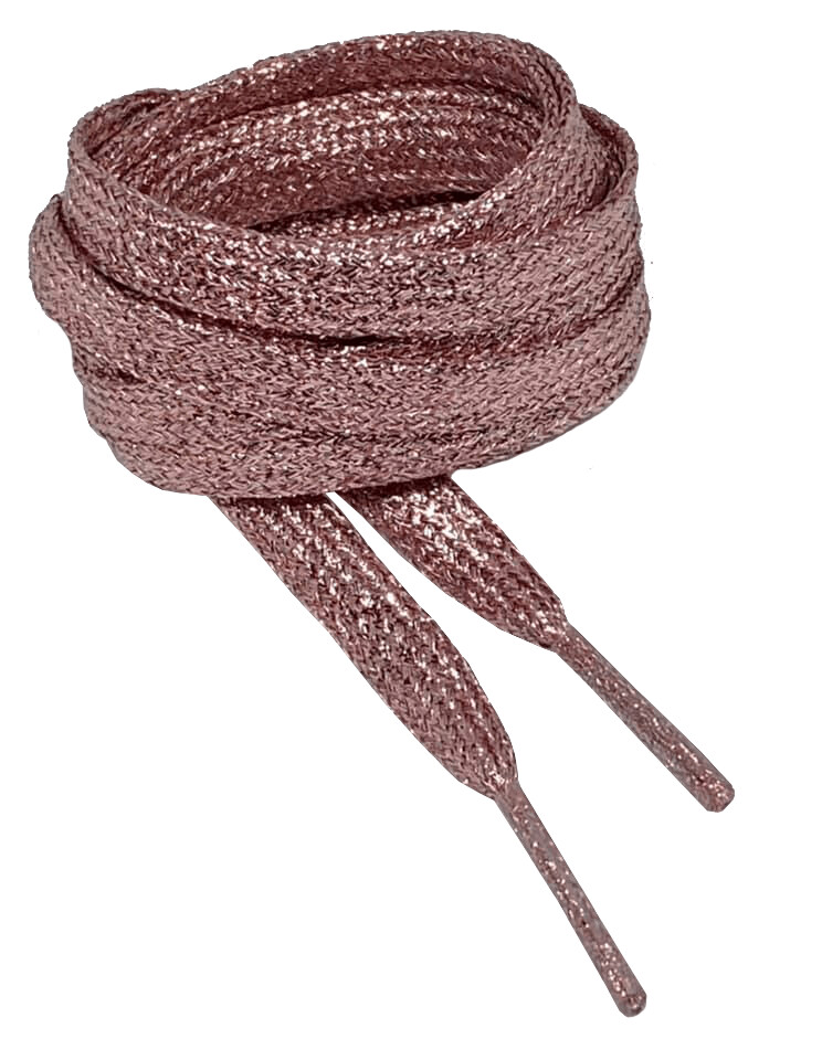 Thin flat laces with glamorous pink glitter