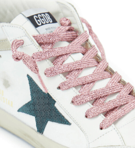 Thin flat laces with glamorous pink glitter
