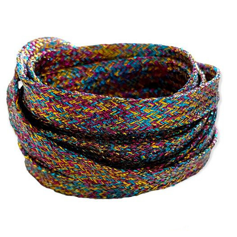 Lacets plats fins paillettes multicolore
