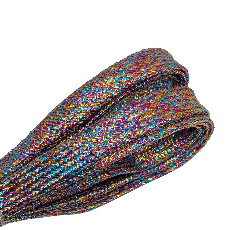 Lacets plats à paillettes multicolores