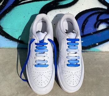 Majorelle blue tie-dye flat shoelaces