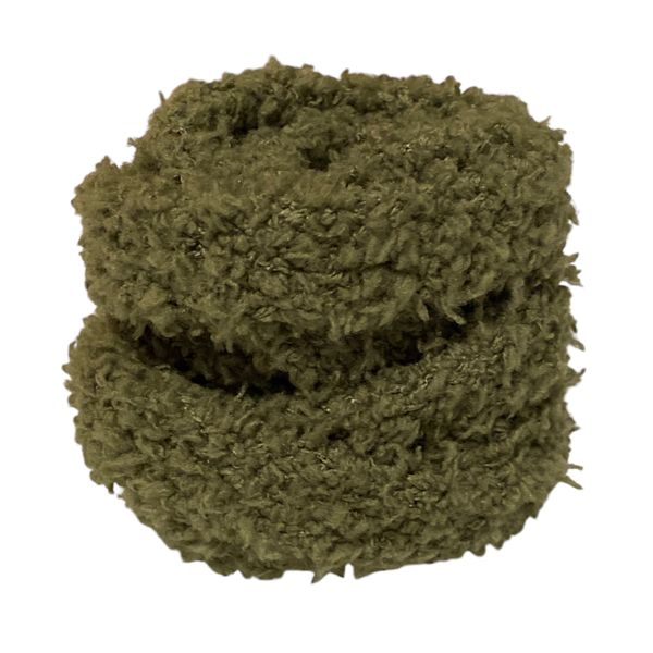 Fluffy, soft plush shoelaces in khaki green