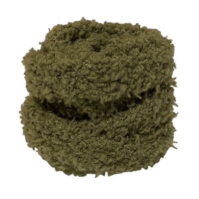 Fluffy, soft plush shoelaces in khaki green