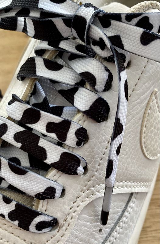 Crazylace Laces – Black & White Cow Print – Cow-Boy Style