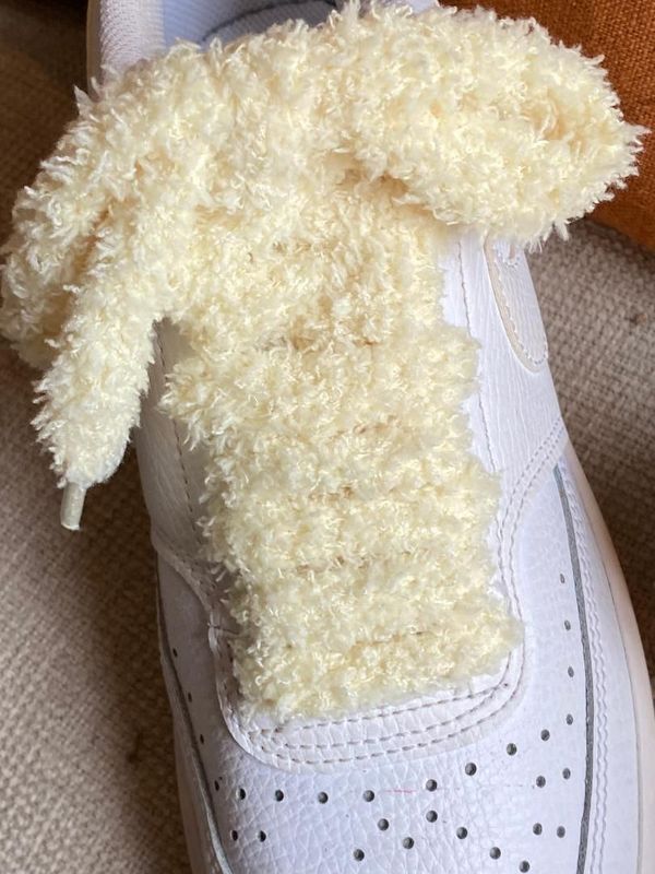 Pastel yellow Fluffy flat shoelaces - Urban Street Style, Soft as a Teddy Bear