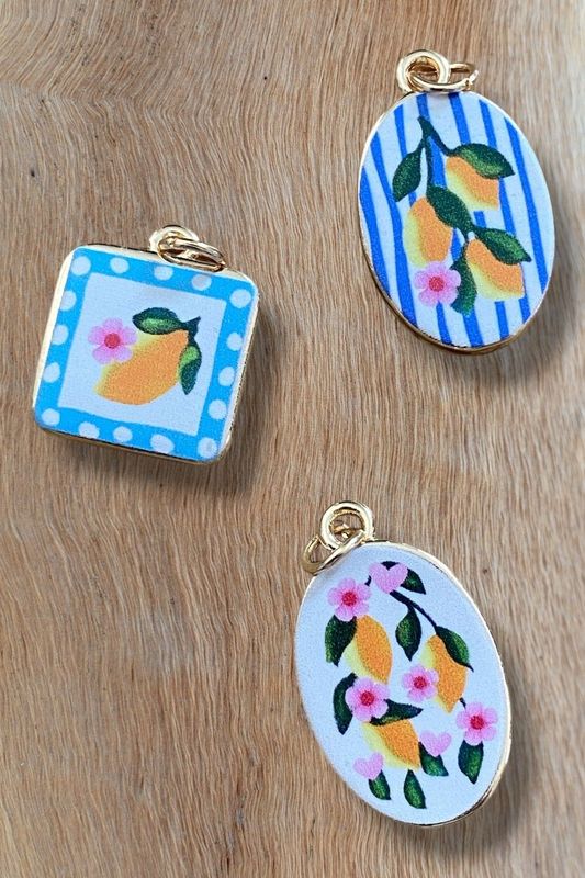 New Charms - Ceramic Style - Retro Lemon Motif