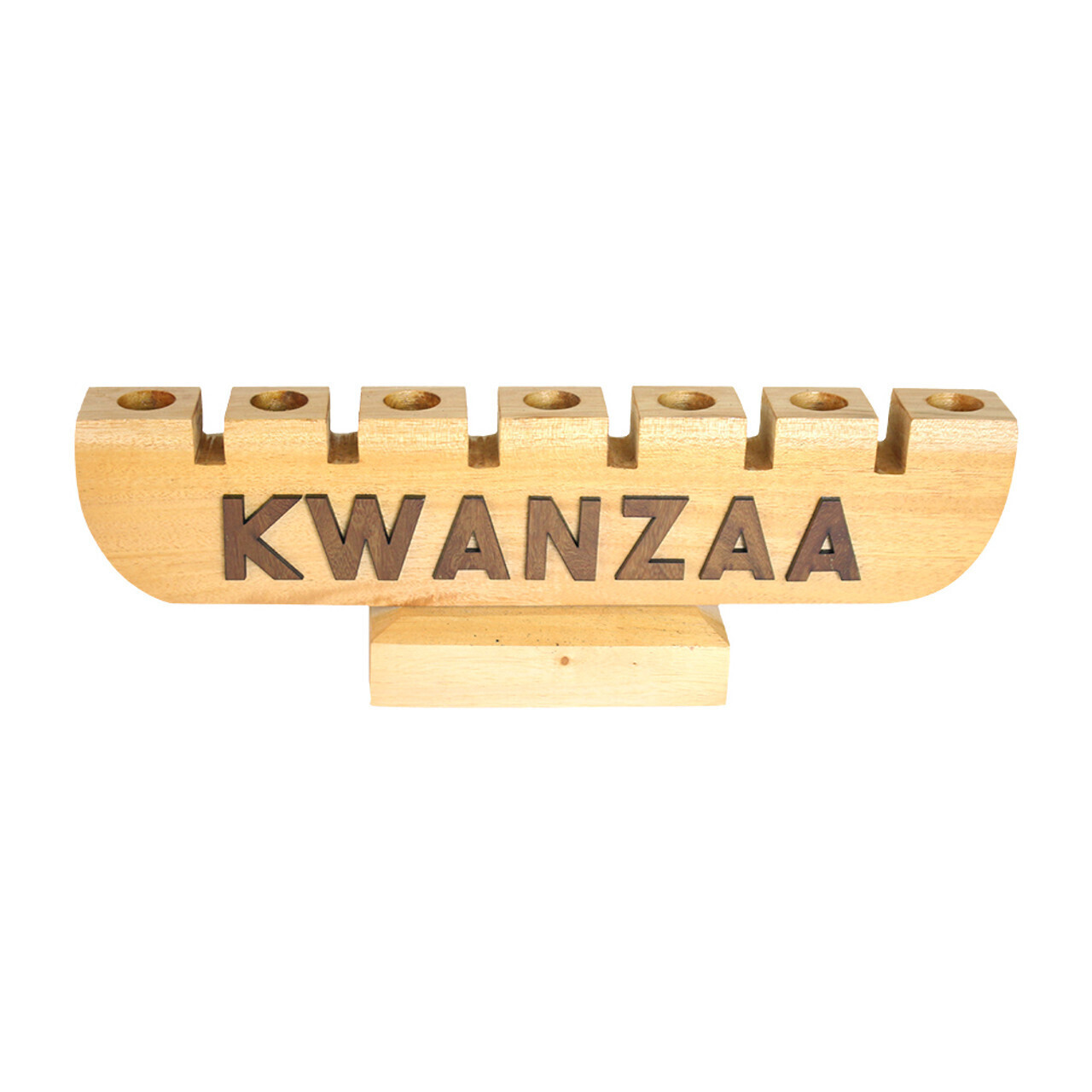 Natural Kwanzaa Kinara w/Lettering
