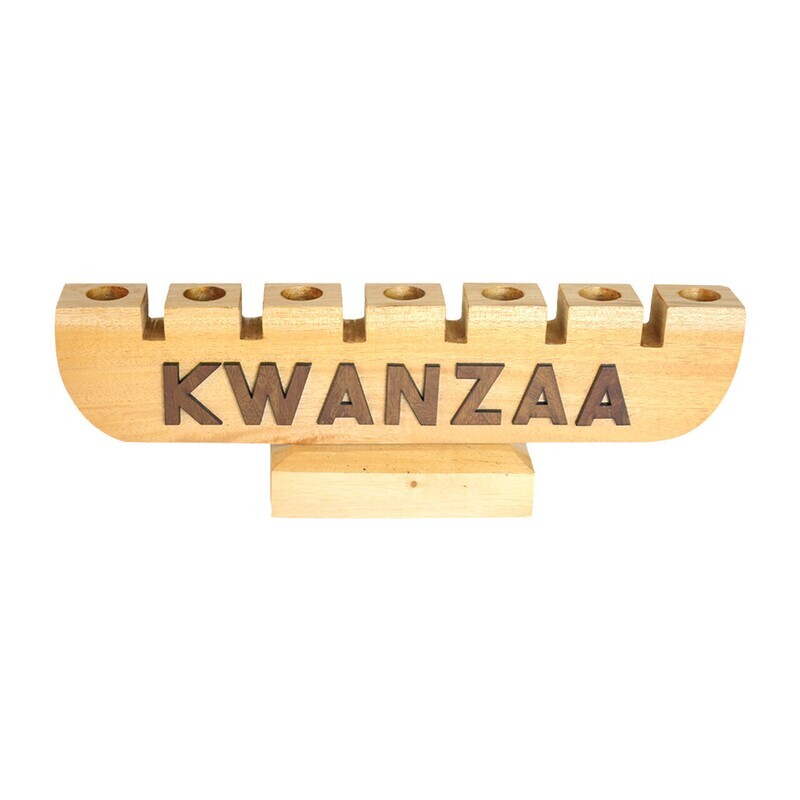 Natural Kwanzaa Kinara w/Lettering