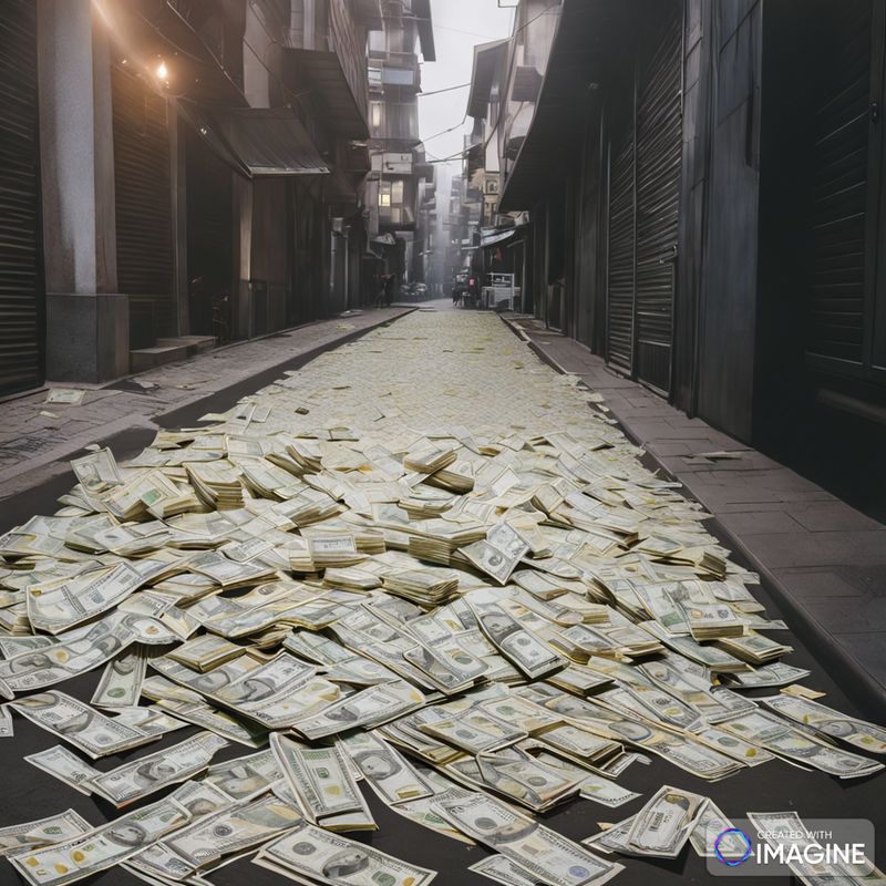 Money On The Street Burning Oil