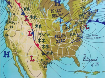 Blizzard of '78 Replica Weather Map