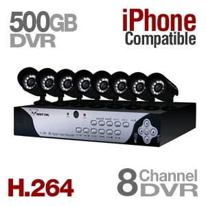 Night Owl 8500 Network DVR Security System and 8 Cameras - H.264, 8 Channel, 500GB, iPhone Support, Smart 3G Cell Phone and iPhone Access