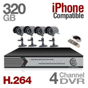 Q-See QR414-405 Network DVR and 4 cameras - 4 Channels, H.264, 320GB HDD, Night Vision Range 30ft