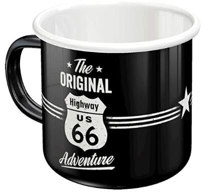 Taza esmaltada retro Highway 66 Adventure
